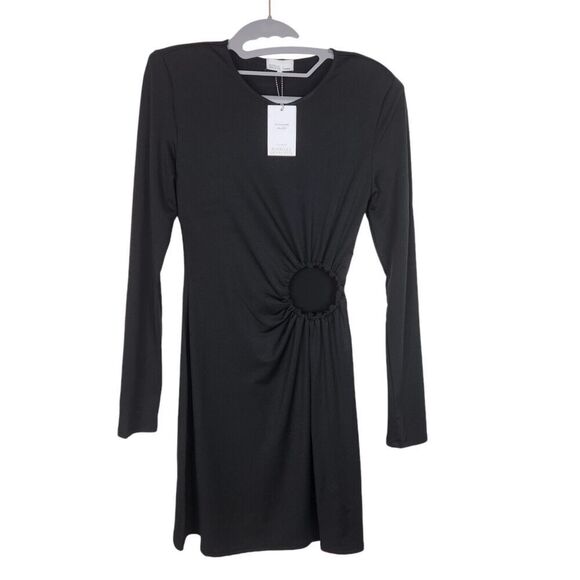 WEWOREWHAT‎ Dress Womens Small Black Ruched O-Ring Long Sleeve Mini Dress NWT - Picture 4 of 13